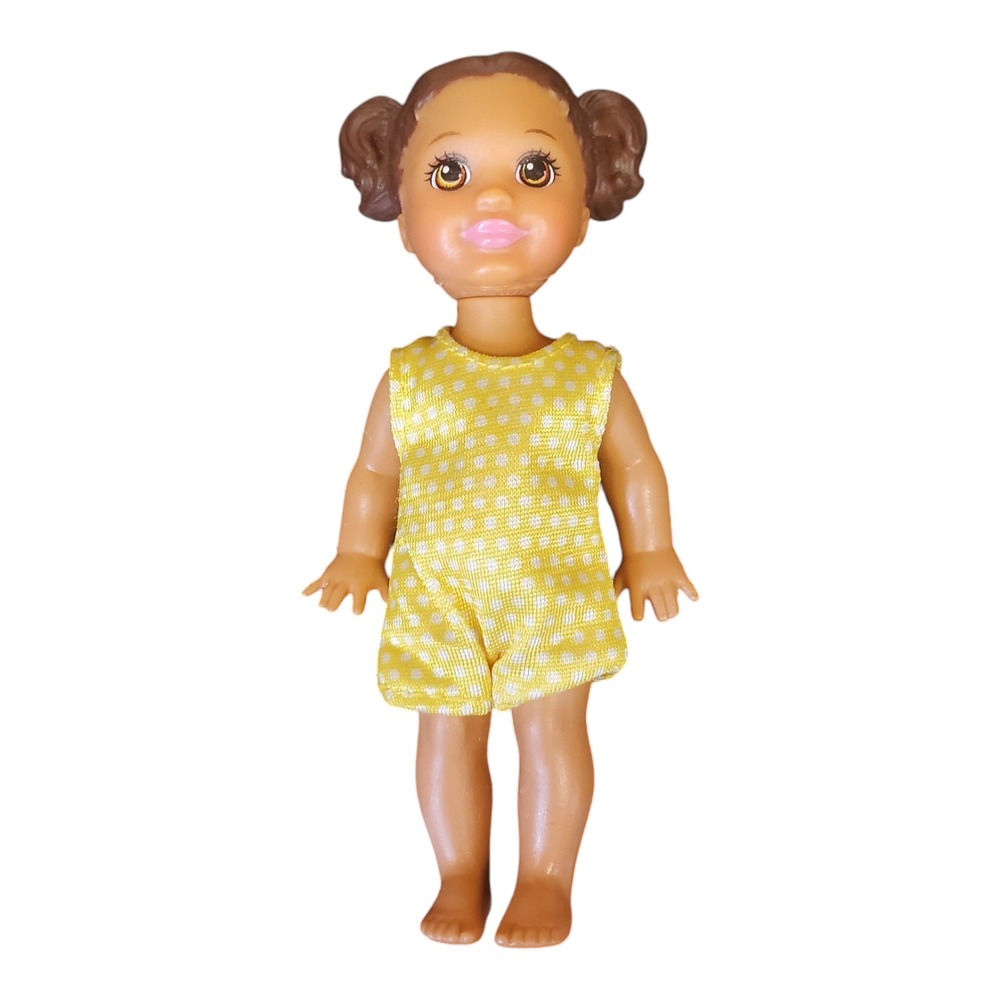 Mattel Kelly Doll 1994 Brunette Pigtails Yellow Romper Vintage Toy Figure Barbie